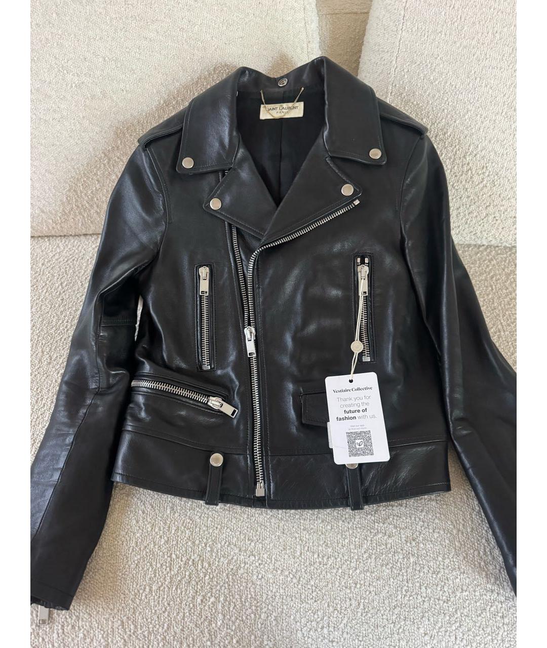 SAINT LAURENT Черная кожаная куртка, фото 2