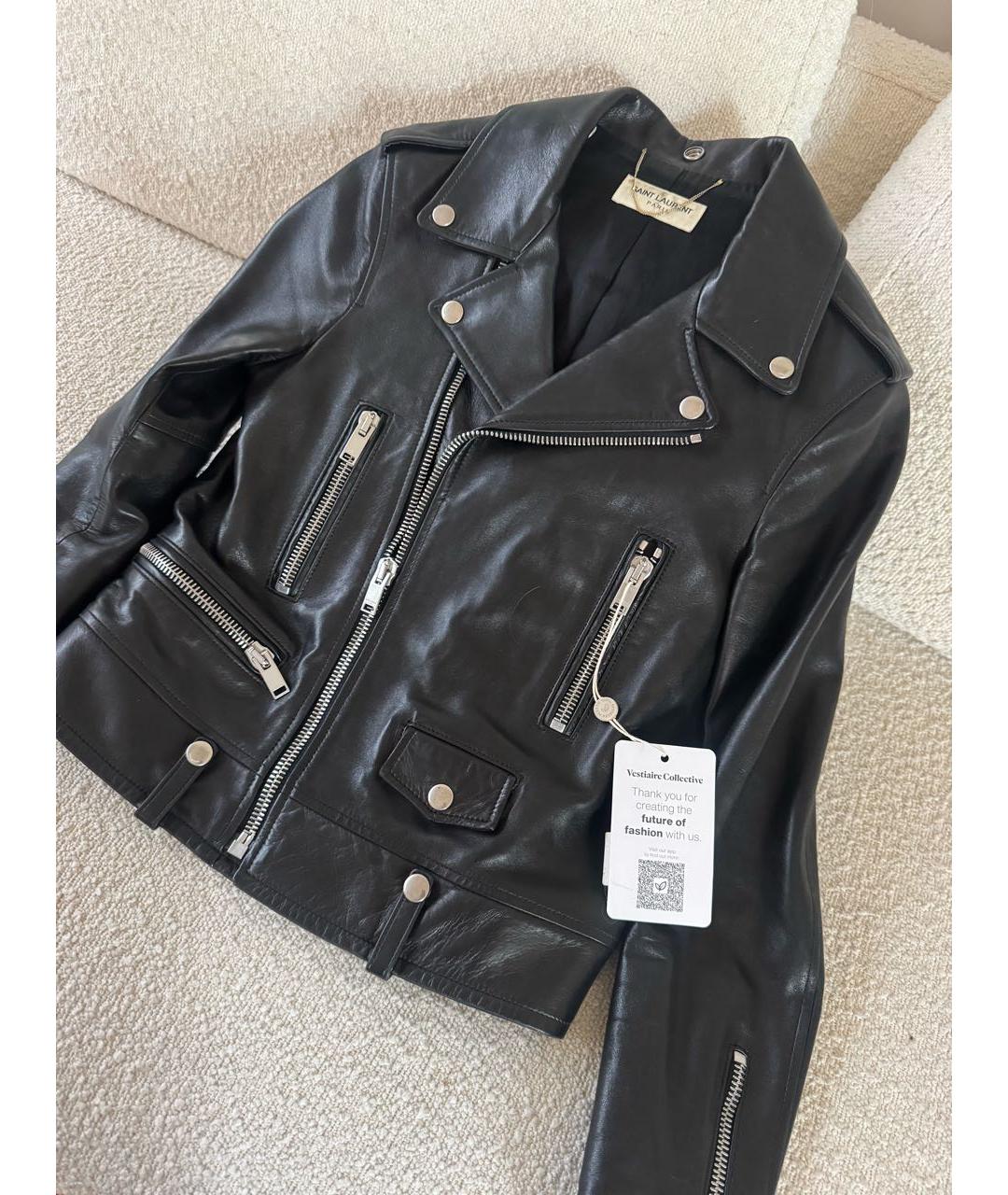 SAINT LAURENT Черная кожаная куртка, фото 6