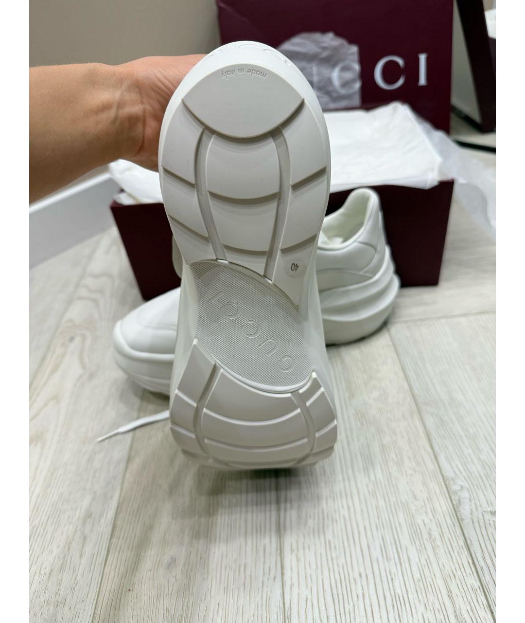 GUCCI Белые кожаные кроссовки, фото 4