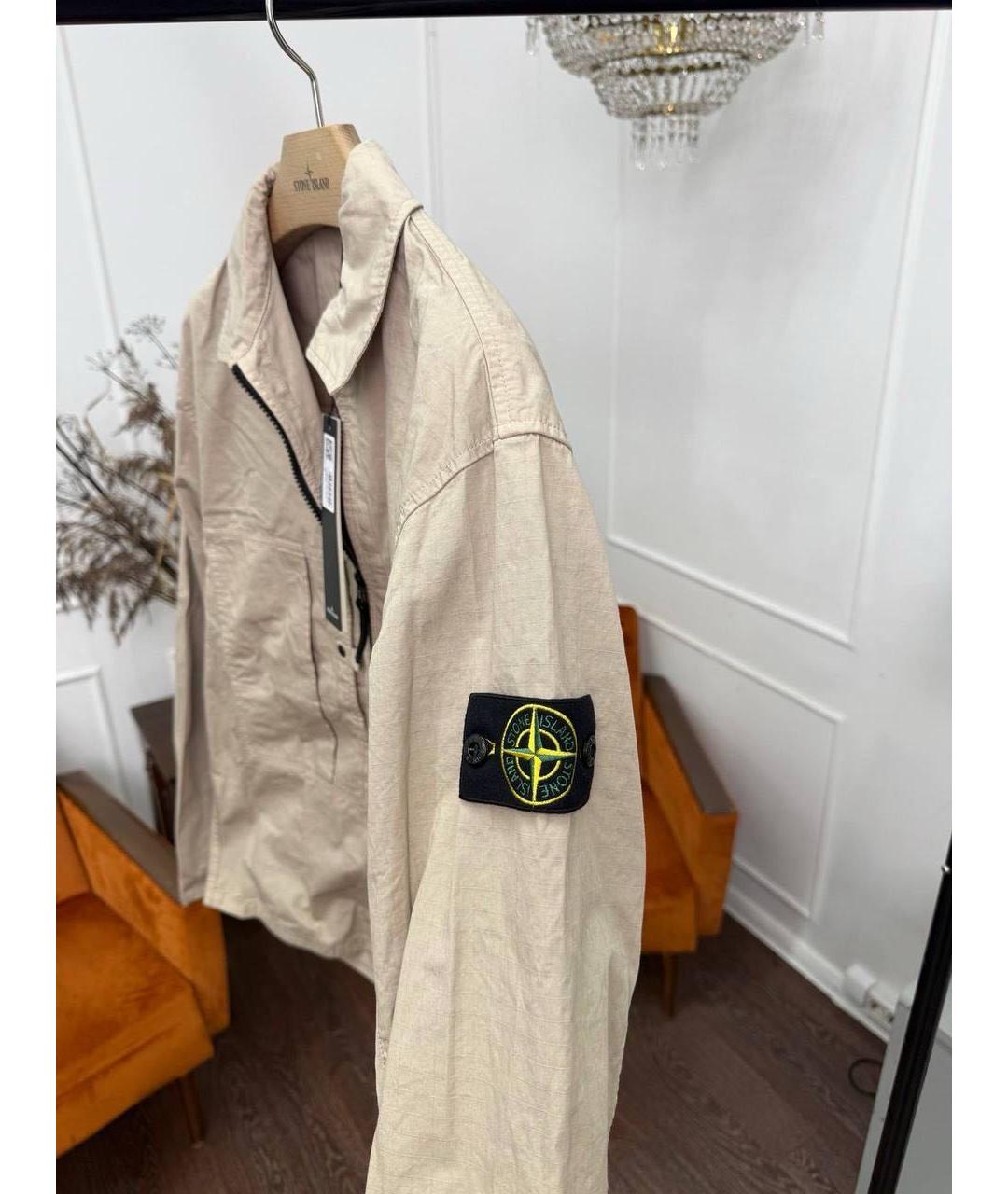 STONE ISLAND Бежевая хлопковая куртка, фото 5