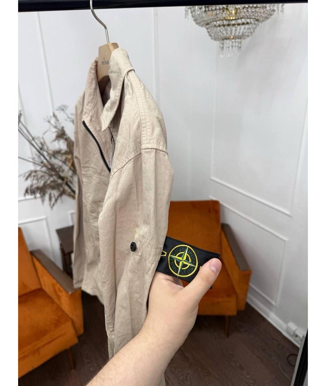 STONE ISLAND Бежевая хлопковая куртка, фото 6