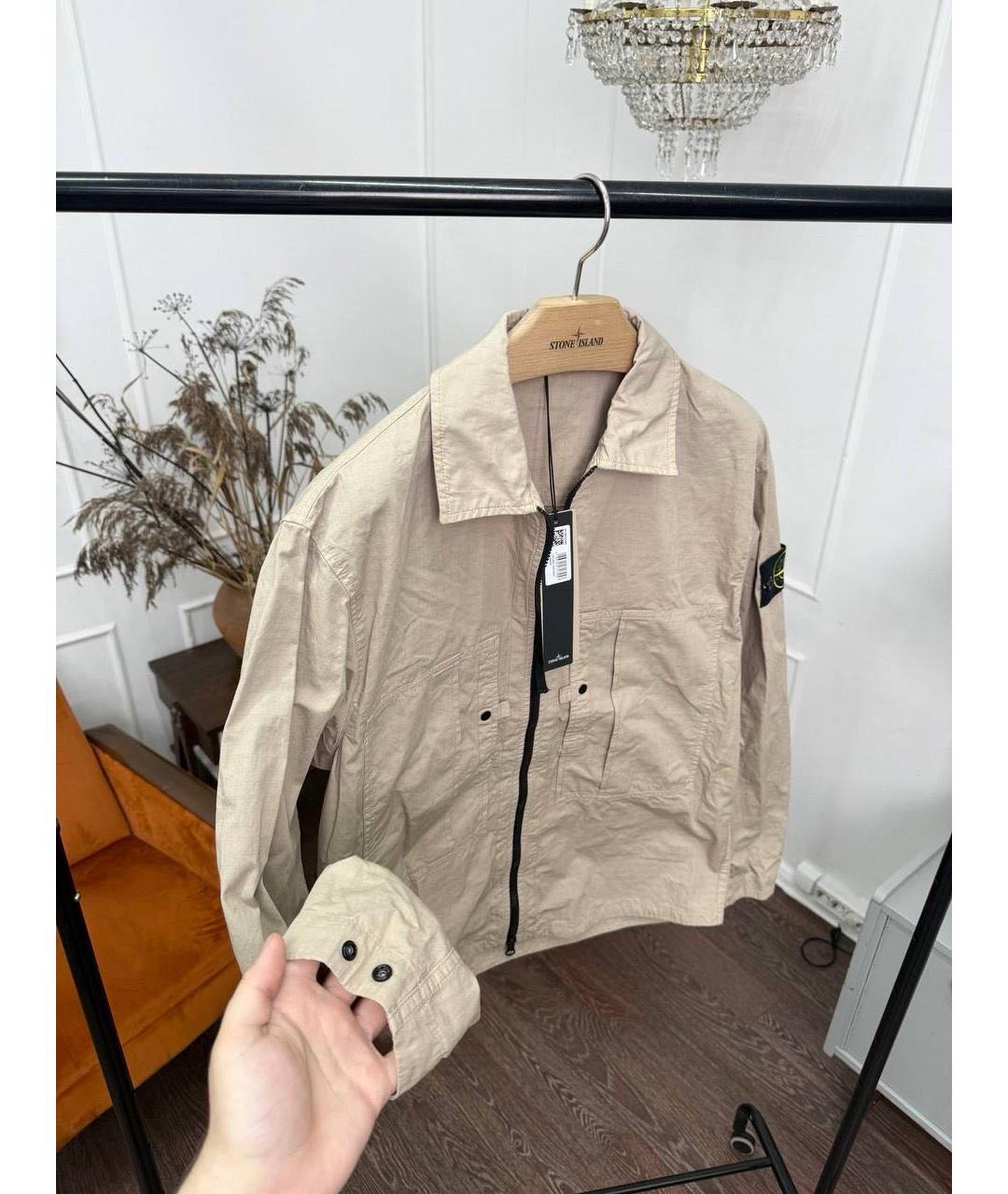 STONE ISLAND Бежевая хлопковая куртка, фото 4