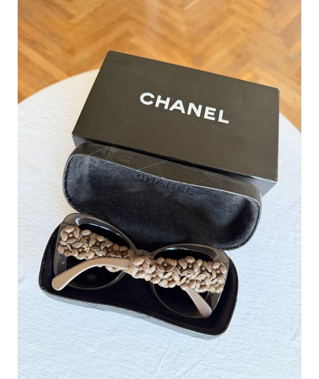 CHANEL Коричневые пластиковые солнцезащитные очки, фото 2