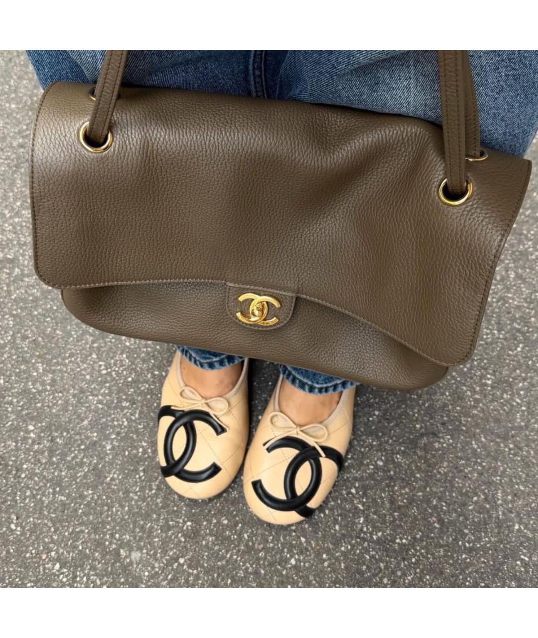 CHANEL Бежевые кожаные балетки, фото 4