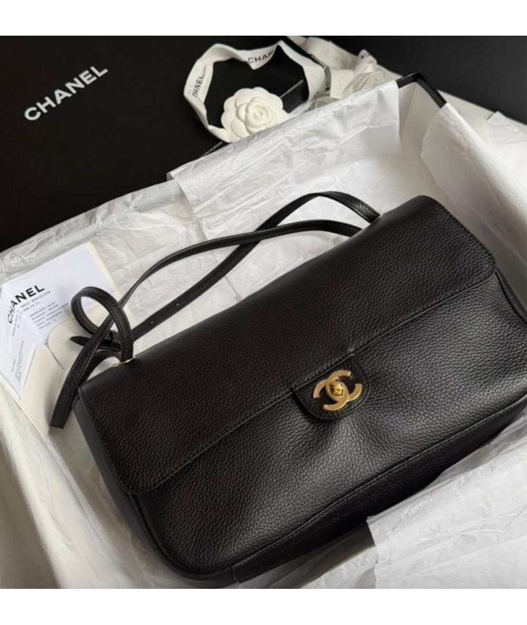 CHANEL Черная кожаная сумка с короткими ручками, фото 2