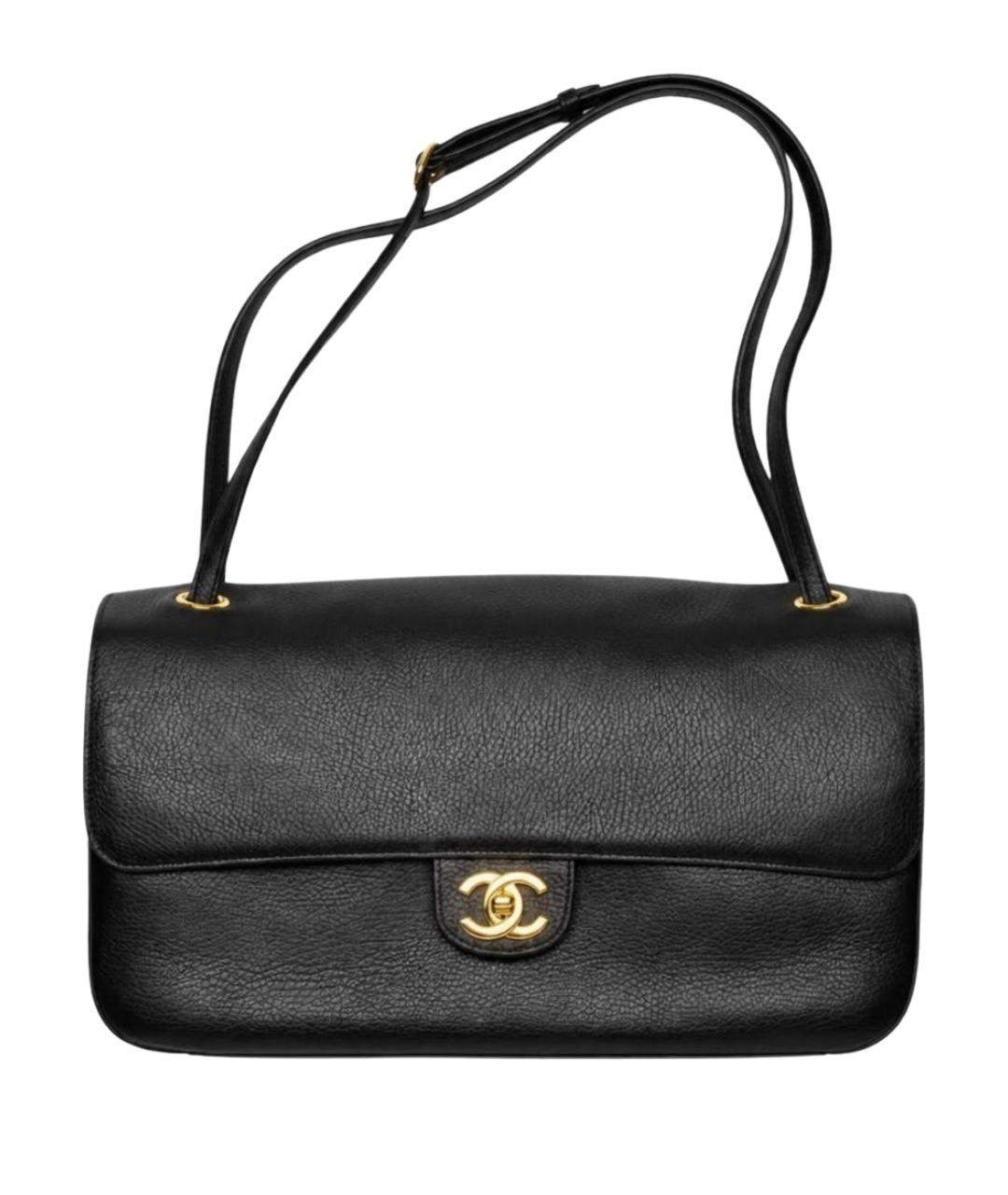 CHANEL Черная кожаная сумка с короткими ручками, фото 1