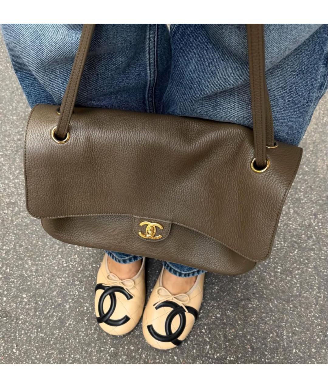 CHANEL Бежевые кожаные балетки, фото 4