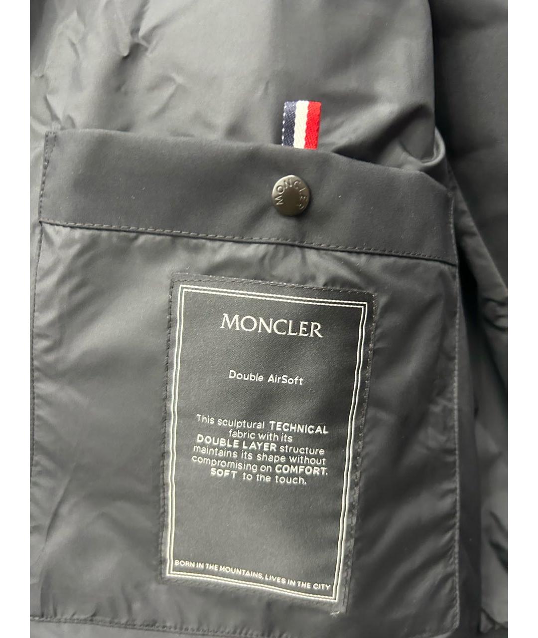 MONCLER Темно-синяя полиэстеровая куртка, фото 5