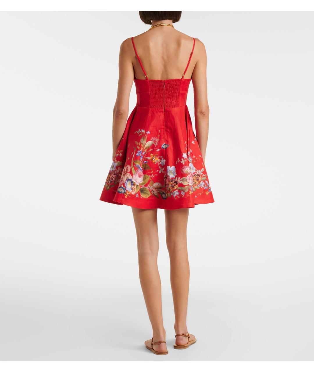 ZIMMERMANN Красное льняное коктейльное платье, фото 3