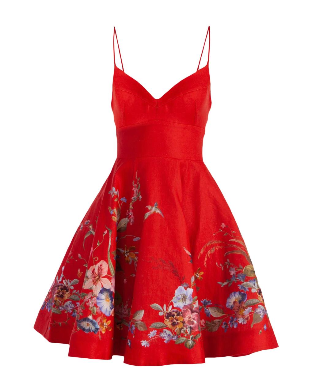 ZIMMERMANN Красное льняное коктейльное платье, фото 1