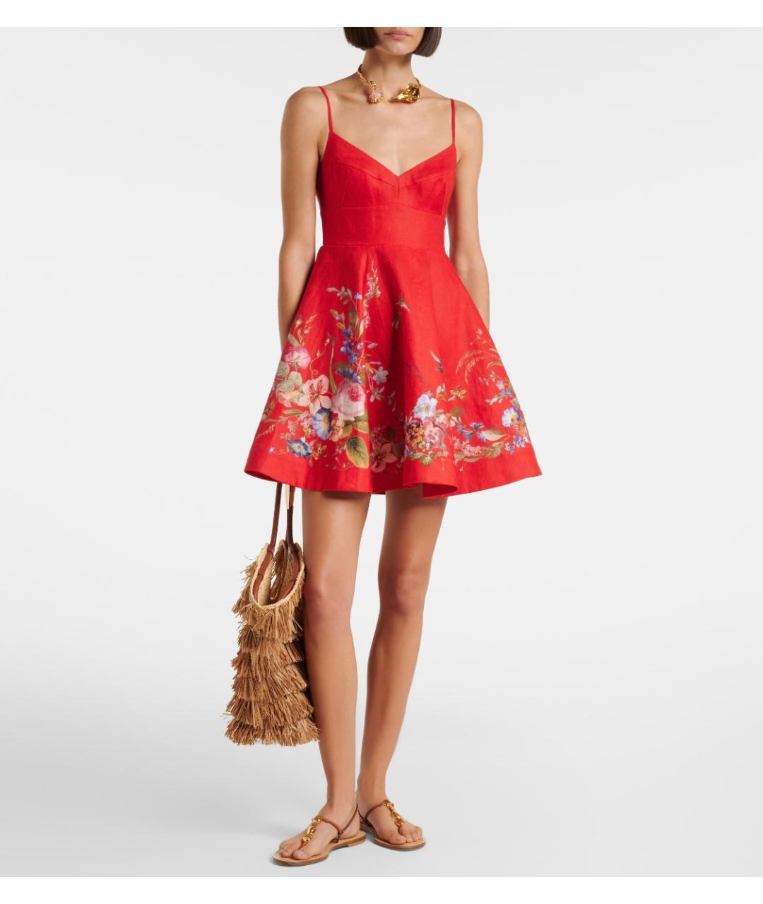ZIMMERMANN Красное льняное коктейльное платье, фото 2