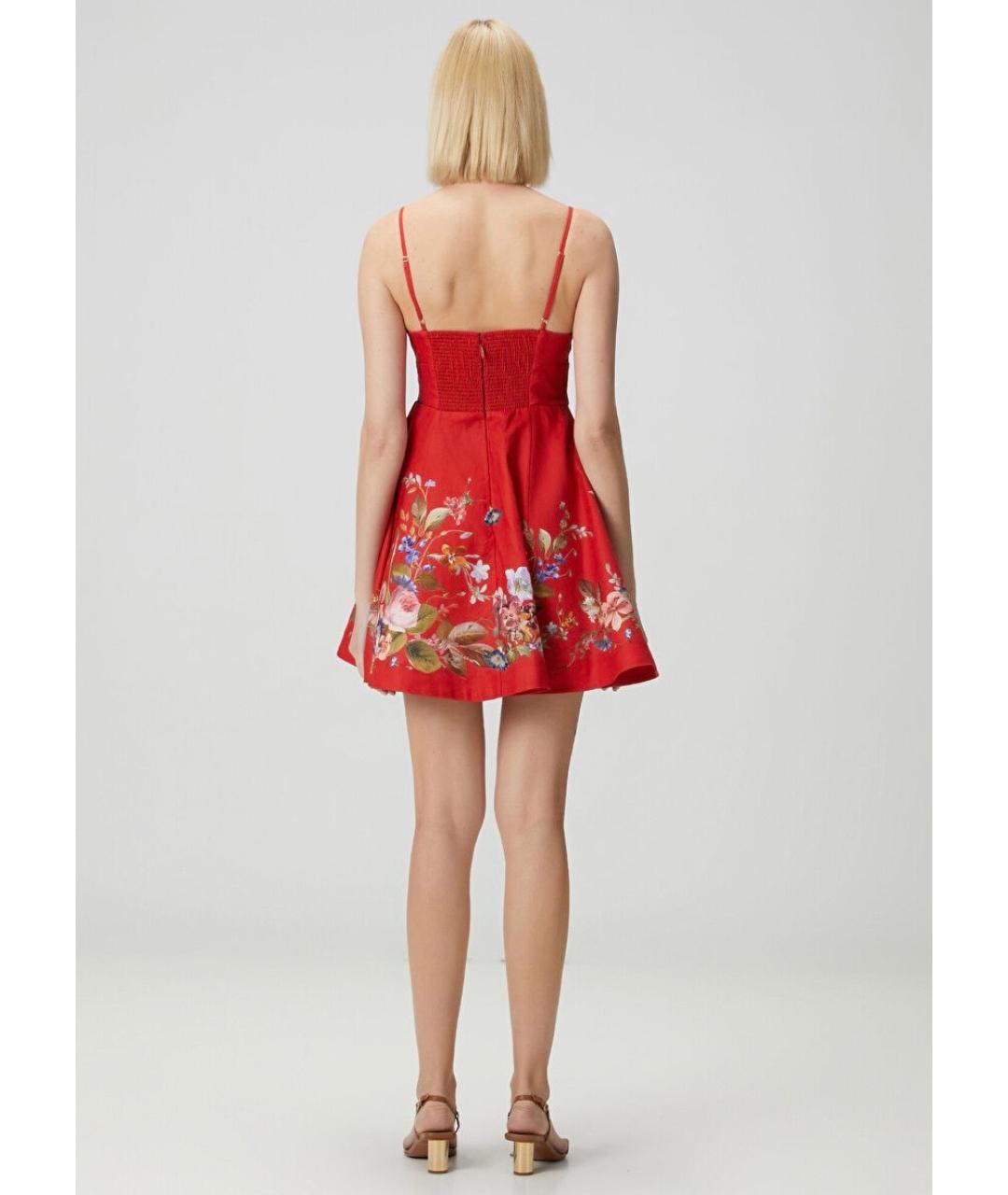ZIMMERMANN Красное льняное коктейльное платье, фото 8