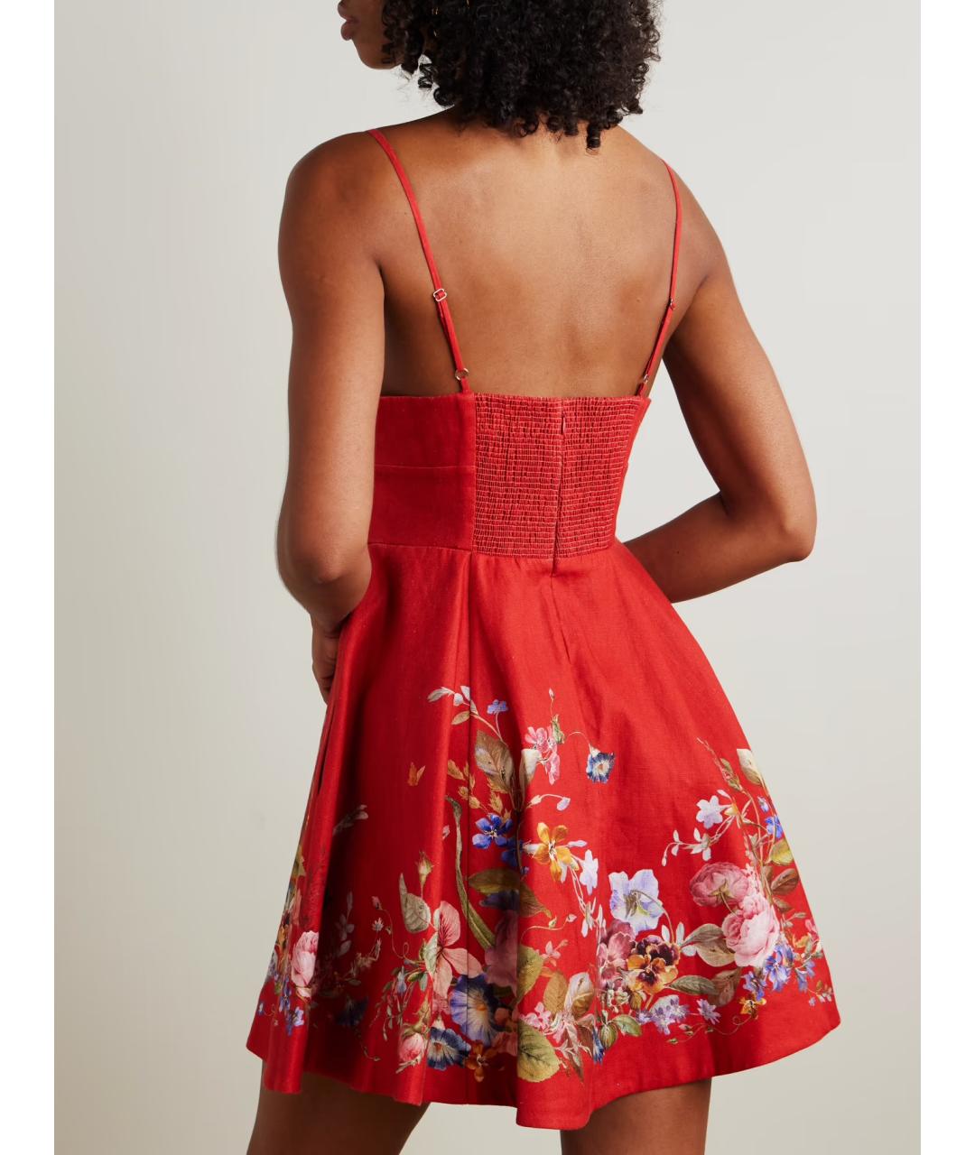 ZIMMERMANN Красное льняное коктейльное платье, фото 6