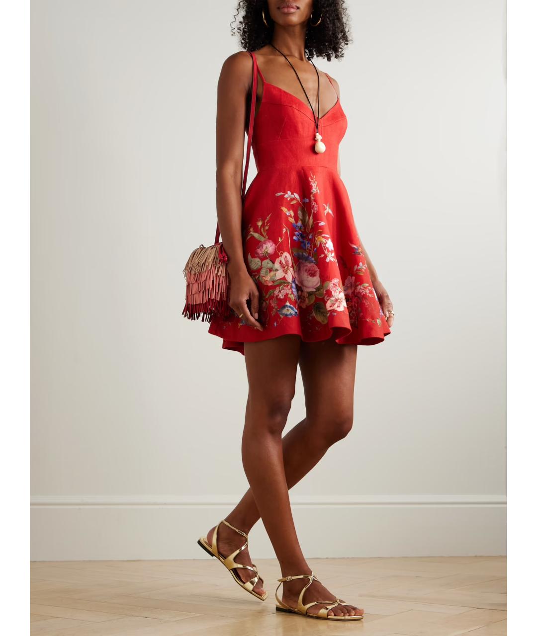 ZIMMERMANN Красное льняное коктейльное платье, фото 5
