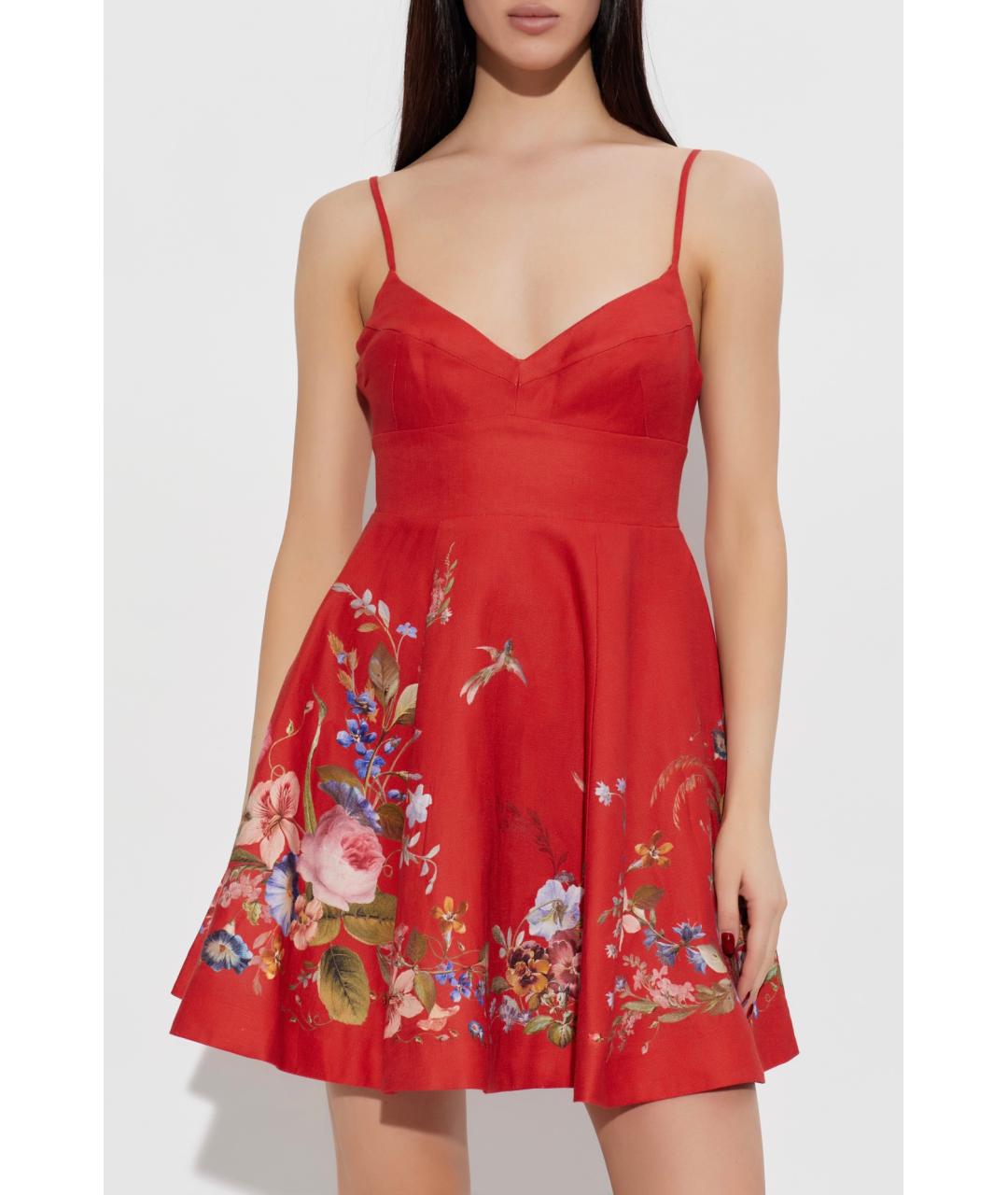 ZIMMERMANN Красное льняное коктейльное платье, фото 4
