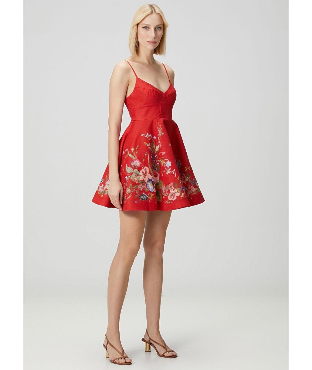 ZIMMERMANN Красное льняное коктейльное платье, фото 7