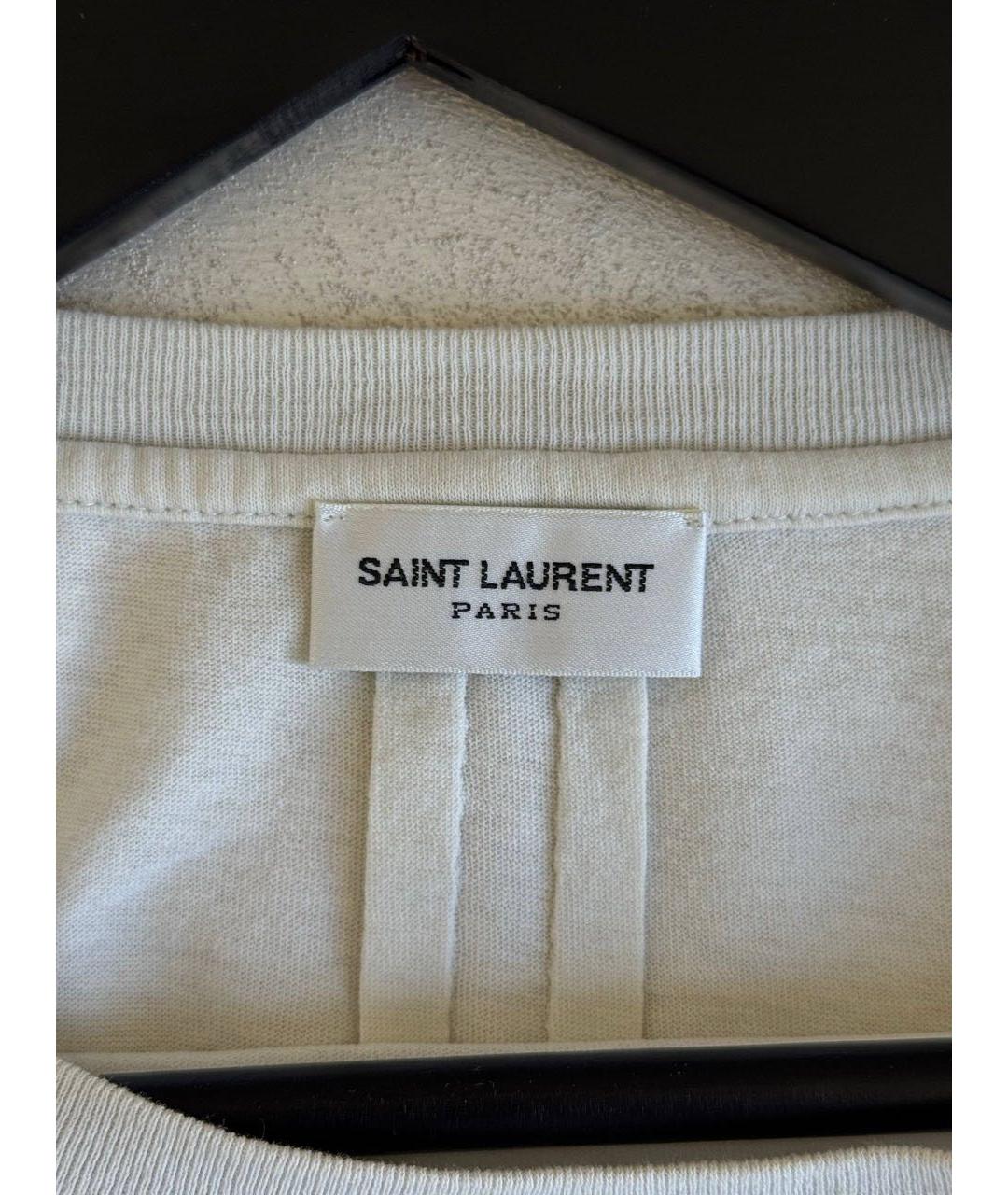 SAINT LAURENT Белая хлопковая футболка, фото 4