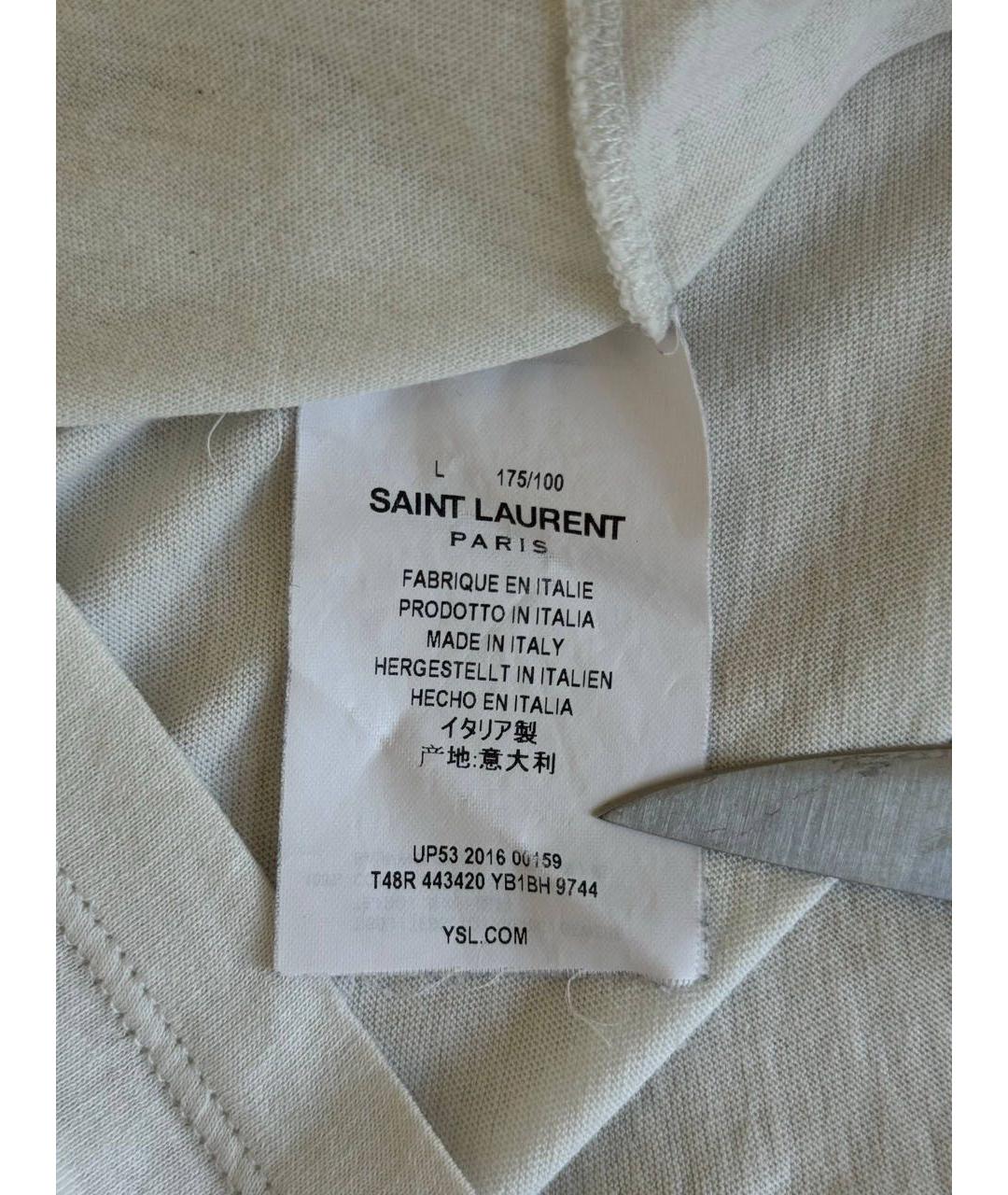 SAINT LAURENT Белая хлопковая футболка, фото 2