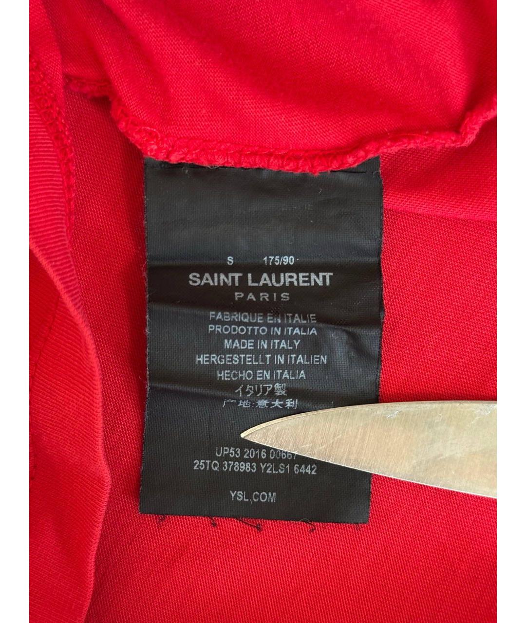 SAINT LAURENT Красная хлопковая футболка, фото 4