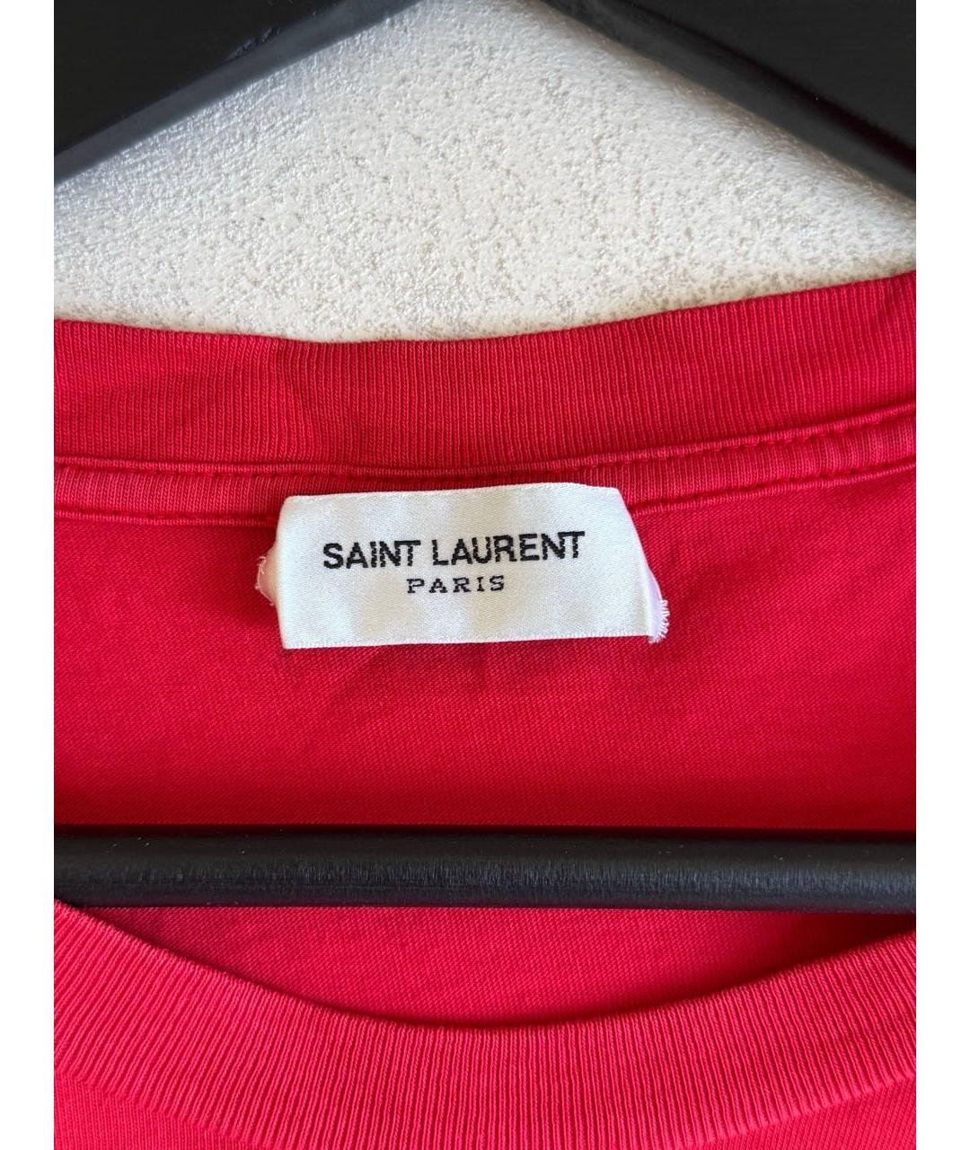 SAINT LAURENT Красная хлопковая футболка, фото 3