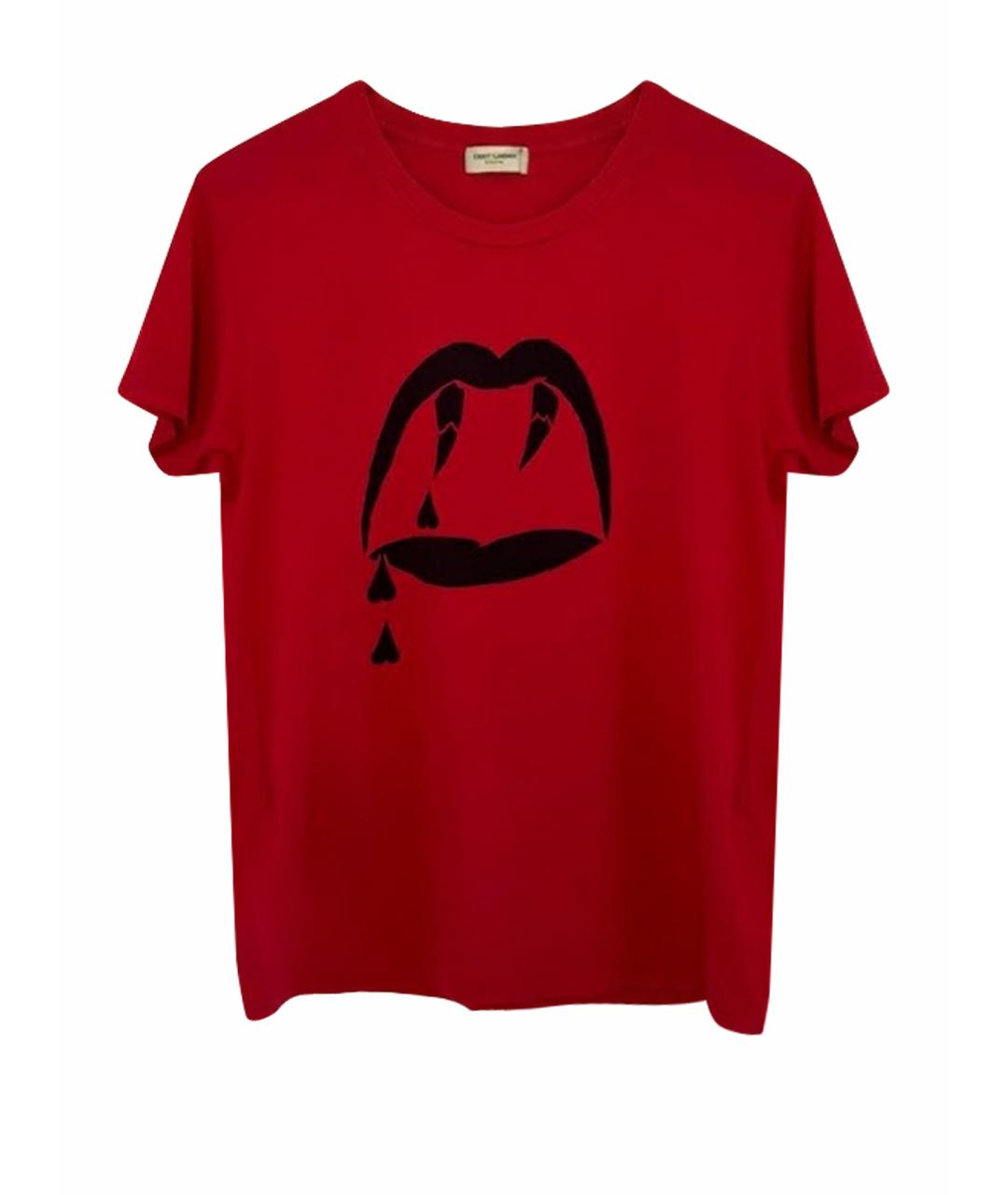 SAINT LAURENT Красная хлопковая футболка, фото 1