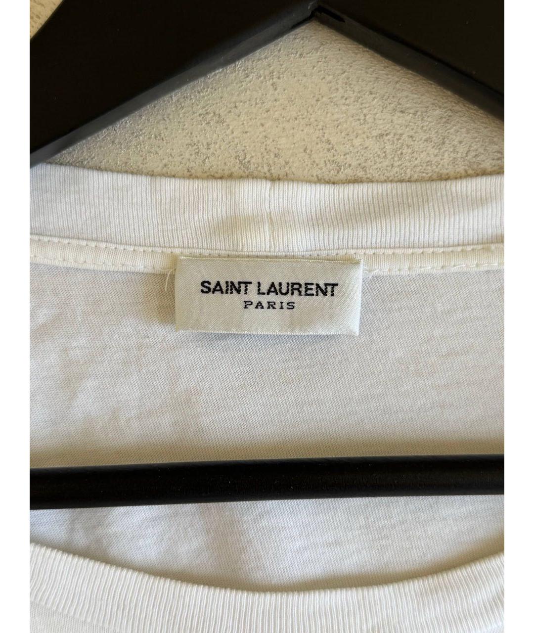 SAINT LAURENT Белая хлопковая футболка, фото 3