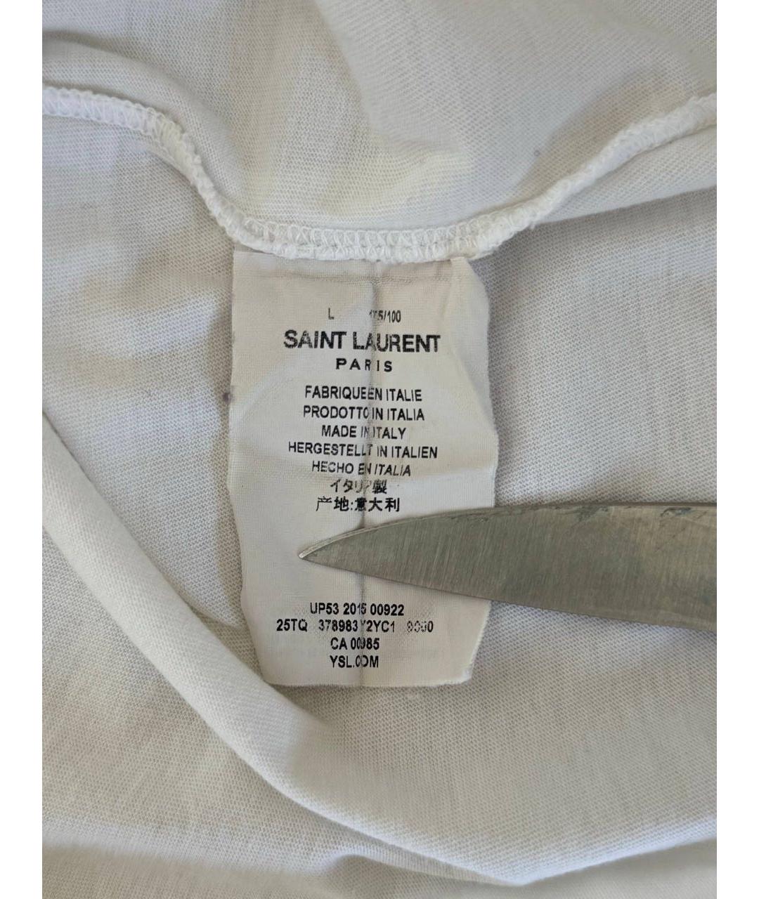 SAINT LAURENT Белая хлопковая футболка, фото 4