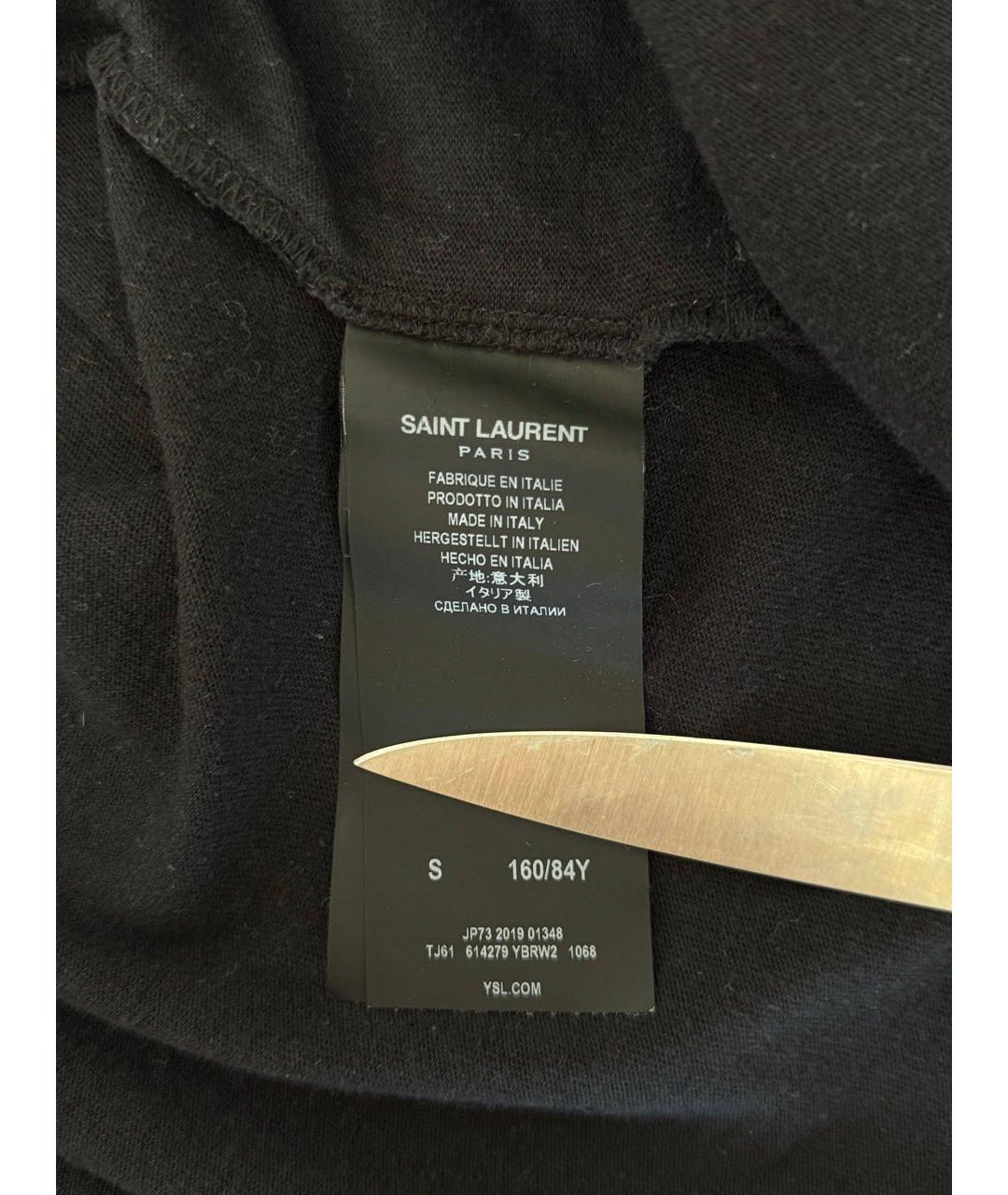 SAINT LAURENT Черная хлопковая футболка, фото 4