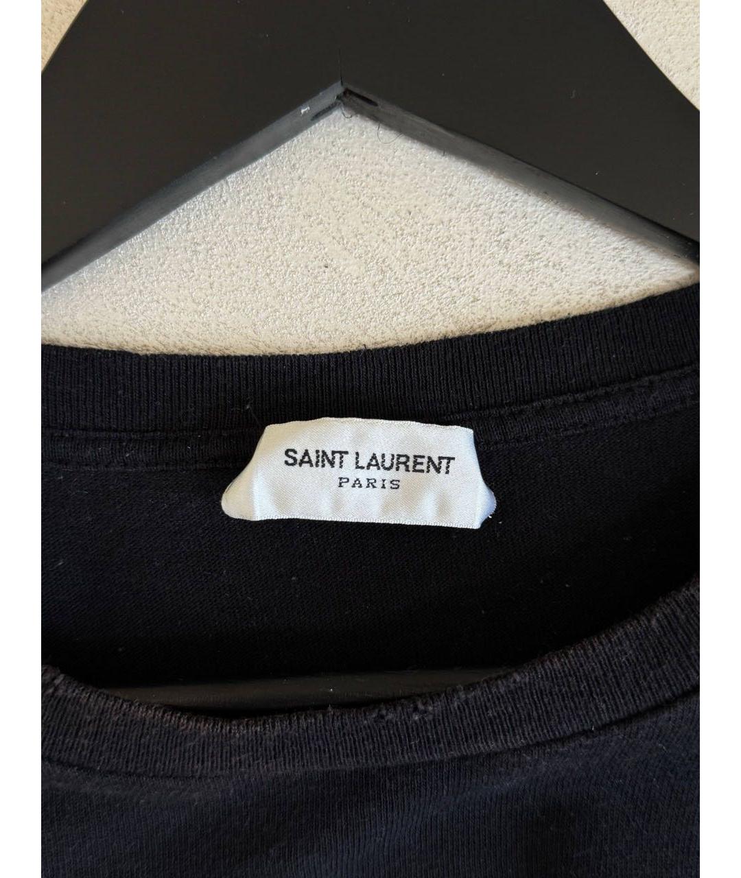 SAINT LAURENT Черная хлопковая футболка, фото 3