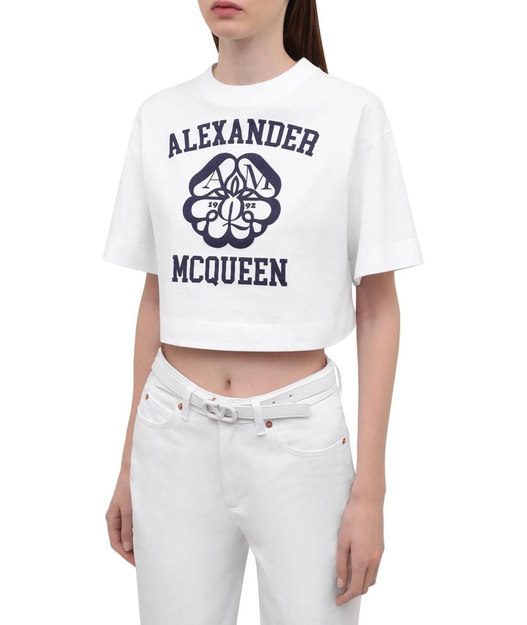 ALEXANDER MCQUEEN Белая хлопковая футболка, фото 3