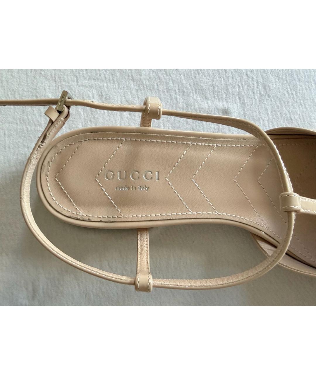 GUCCI Бежевые туфли из лакированной кожи, фото 5