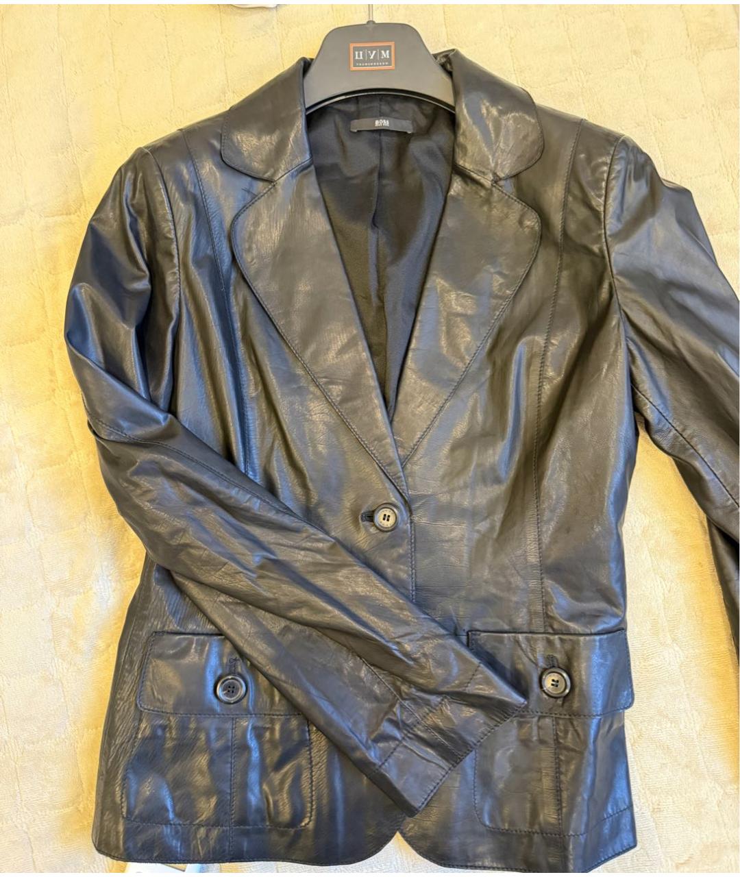 HUGO BOSS Черная кожаная куртка, фото 4