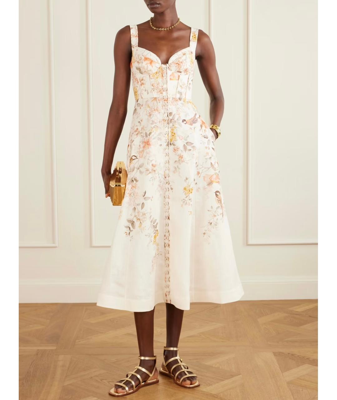 ZIMMERMANN Бежевое льняное коктейльное платье, фото 2