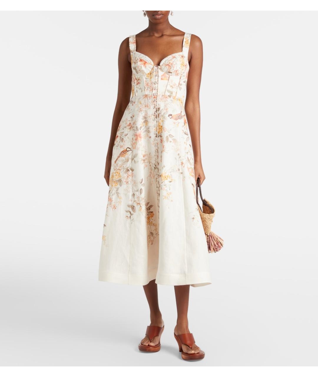 ZIMMERMANN Бежевое льняное коктейльное платье, фото 5