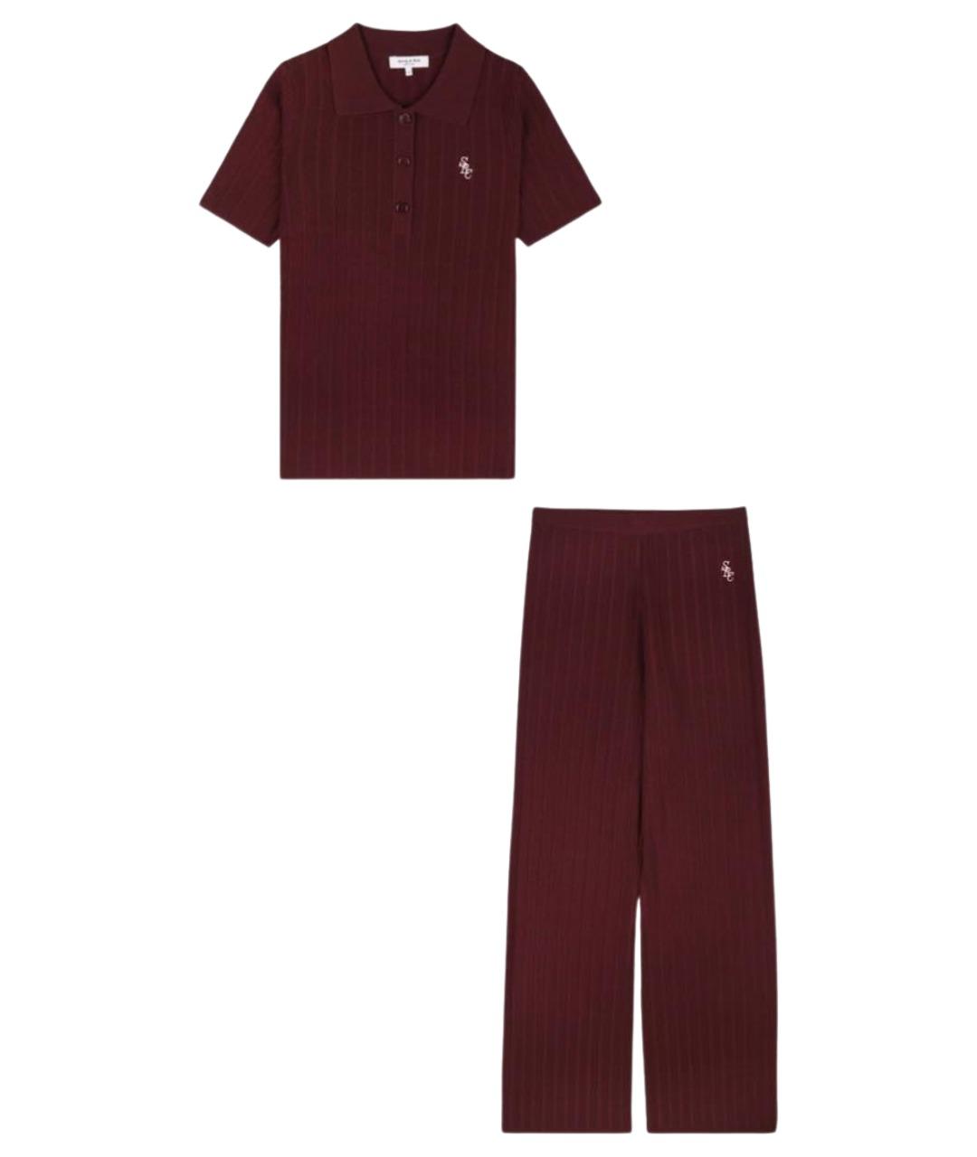 SPORTY AND RICH Бордовый вискозный костюм с брюками, фото 1
