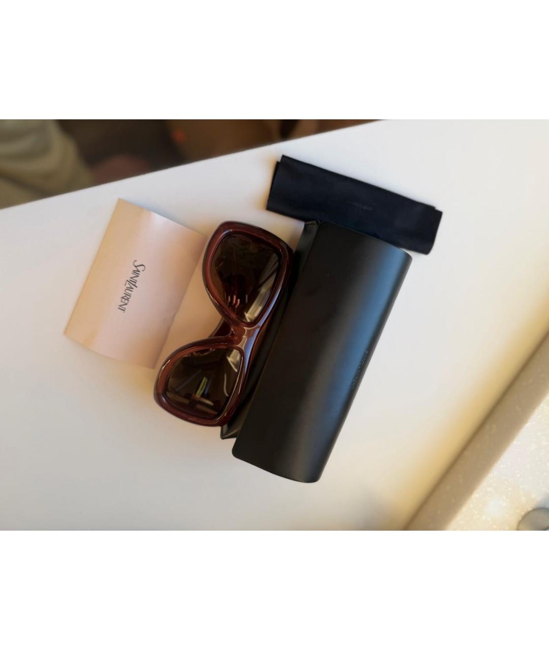 SAINT LAURENT Бордовые пластиковые солнцезащитные очки, фото 2