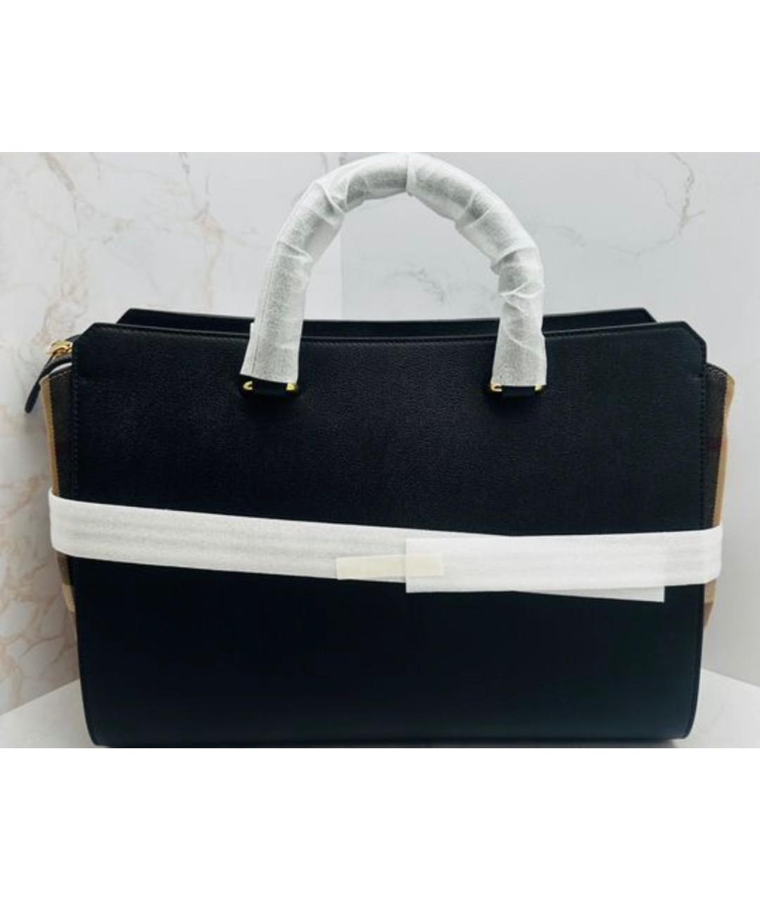 BURBERRY Черная кожаная сумка с короткими ручками, фото 2