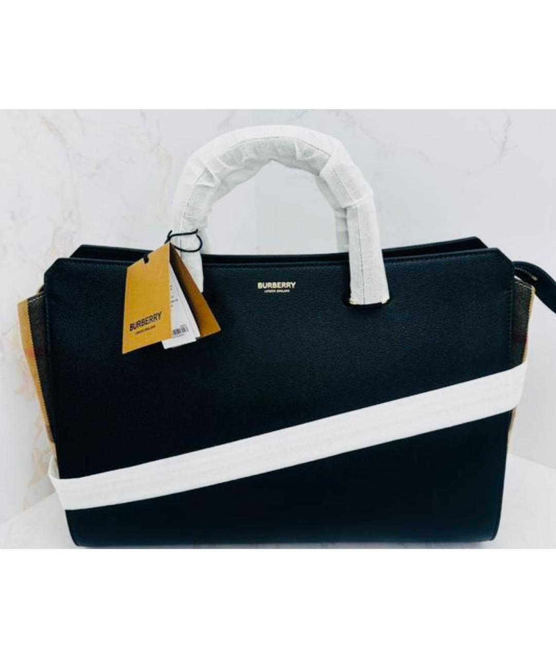 BURBERRY Черная кожаная сумка с короткими ручками, фото 7