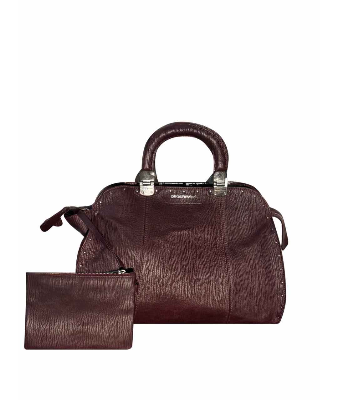 EMPORIO ARMANI Бордовая кожаная сумка тоут, фото 1
