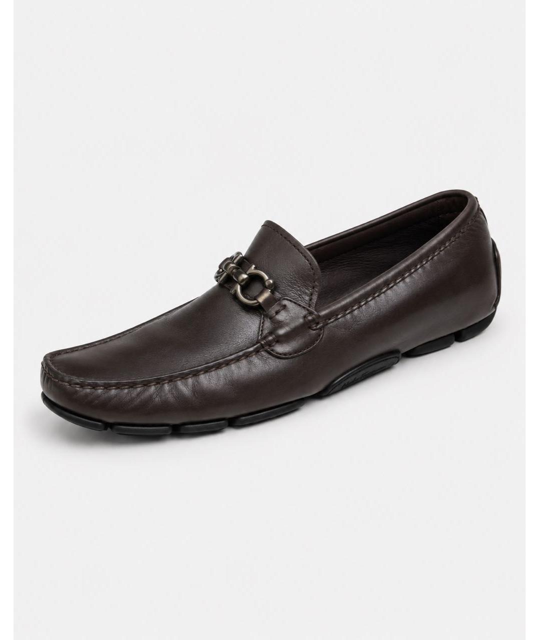 FERRAGAMO Коричневые кожаные мокасины, фото 2