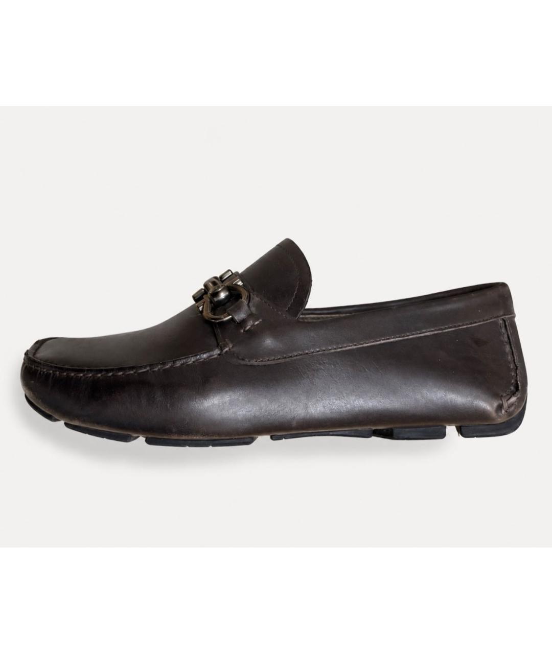 FERRAGAMO Коричневые кожаные мокасины, фото 4