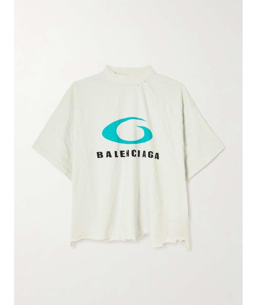 BALENCIAGA Белая хлопковая футболка, фото 8