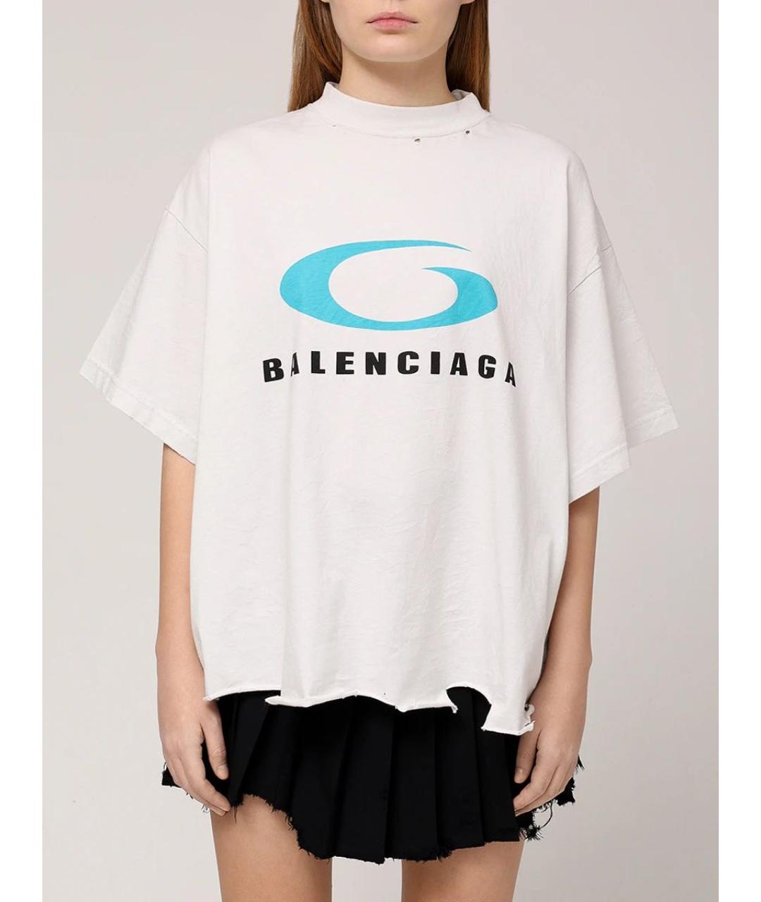 BALENCIAGA Белая хлопковая футболка, фото 2