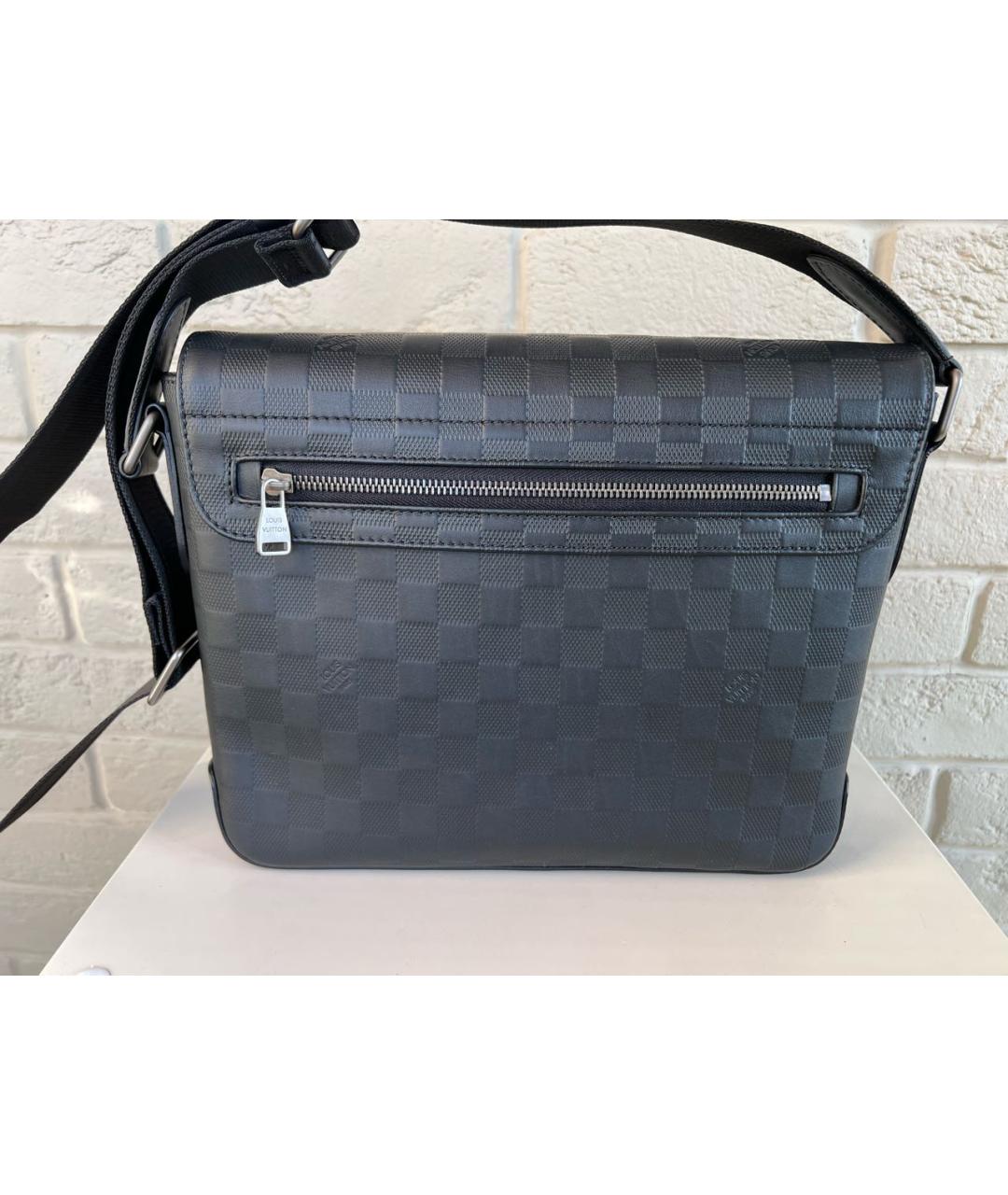 LOUIS VUITTON Черная кожаная сумка на плечо, фото 5