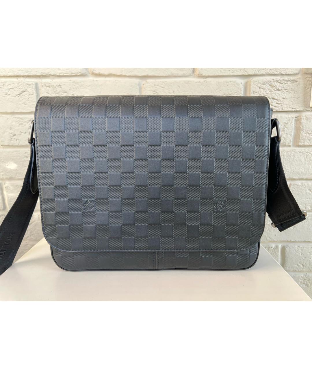 LOUIS VUITTON Черная кожаная сумка на плечо, фото 4
