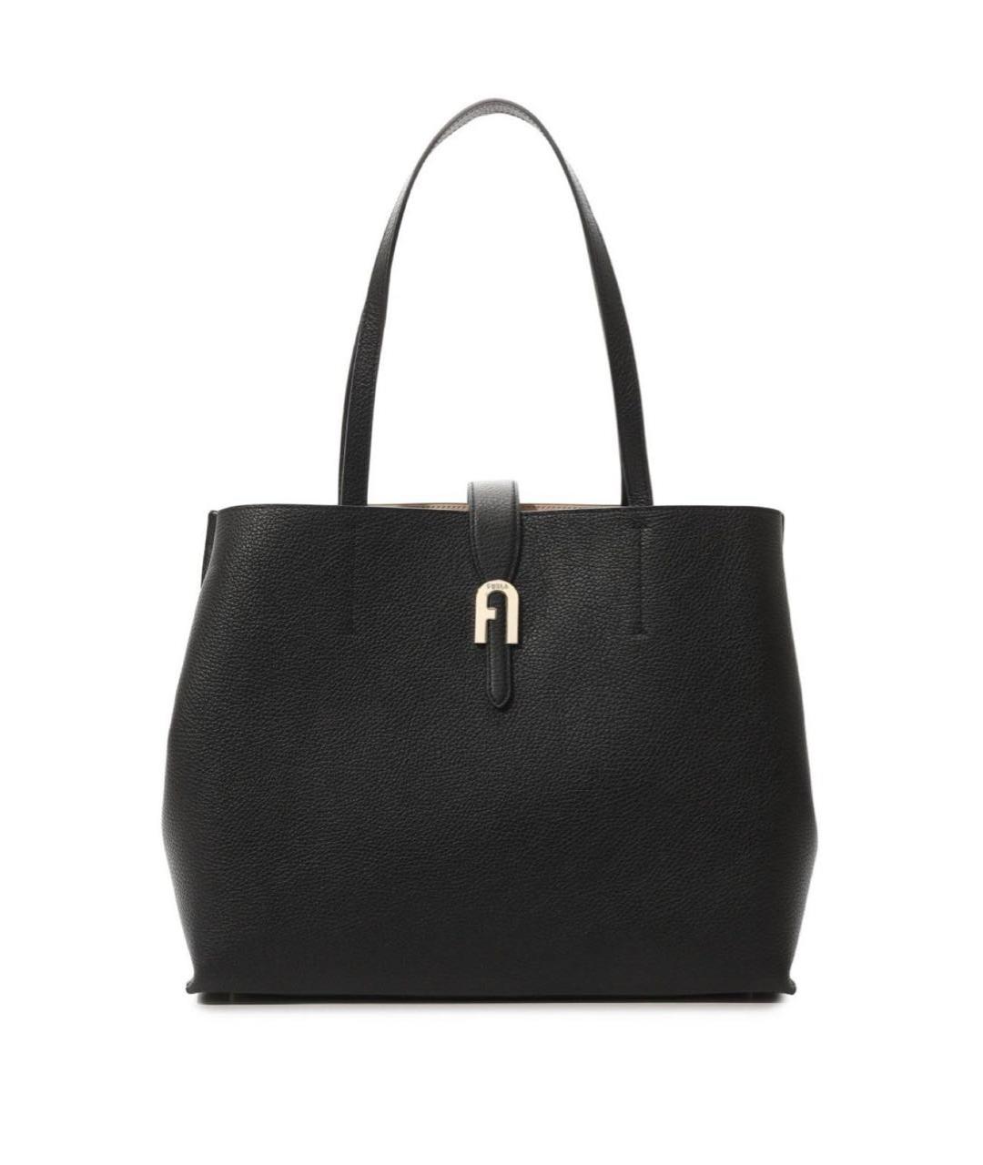 FURLA Черная кожаная сумка тоут, фото 1