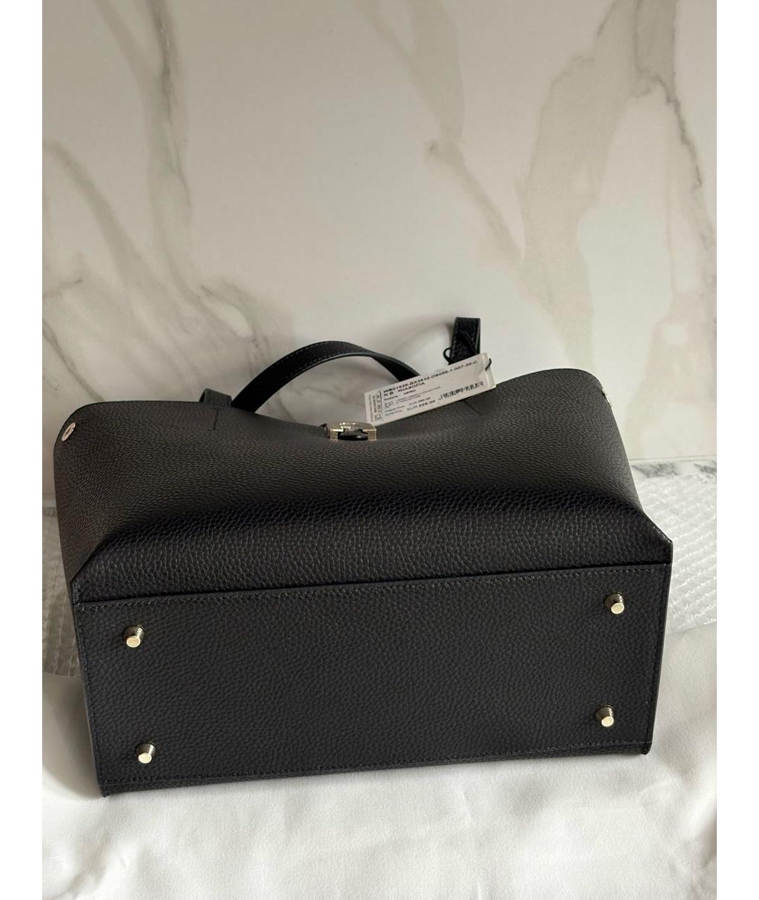 FURLA Черная кожаная сумка тоут, фото 7