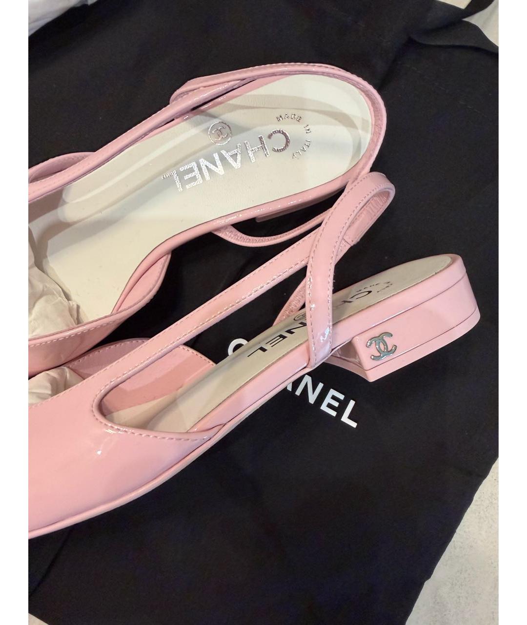 CHANEL Розовые туфли из лакированной кожи, фото 6