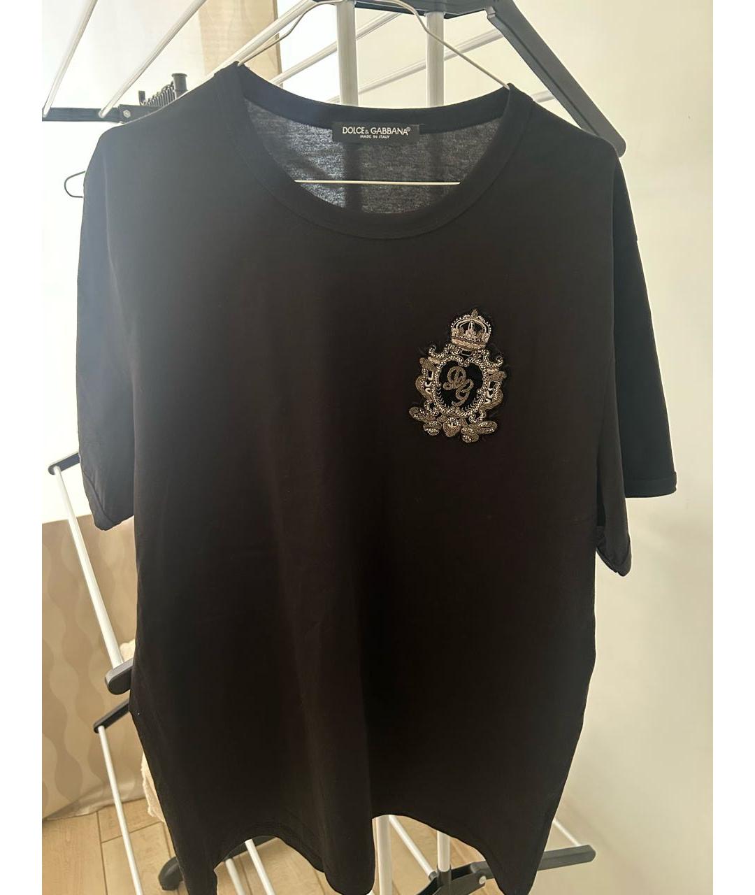 DOLCE&GABBANA Черная хлопковая футболка, фото 5