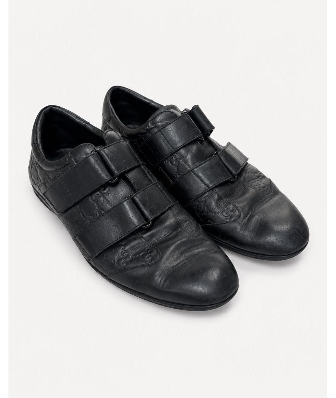 GUCCI Черные кожаные низкие кроссовки / кеды, фото 2